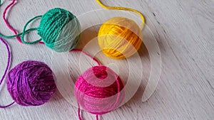 Wool yarn in rainbow colors
