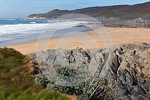 Woolacombe bay and beach Devon England and Morte Point