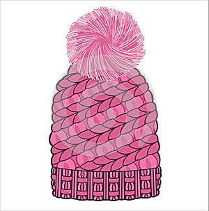 WOOLEN BOBBLE KNIT CAP WITH POM POM