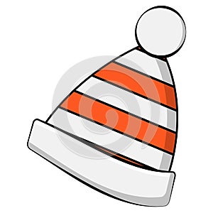 woolen knit cap vector color omission icon design, Winter Season Element symbol, Snowboarding Equipment Sign, extreme