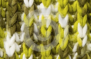 woolen texture background, knitted wool fabric, green hairy fluffy textile