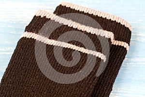 Woolen warm  socks. Winter   background