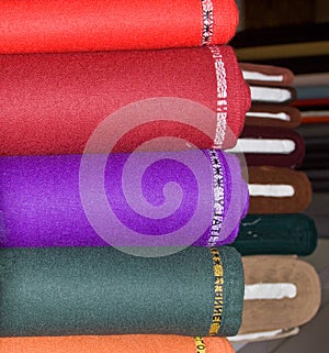 Woollen fabrics in taylor's shop photo