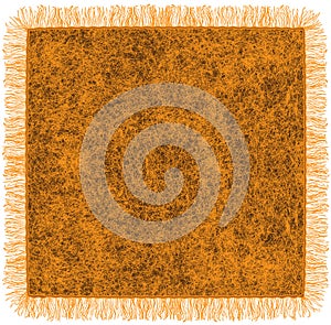 Woollen orange blanket with fringe