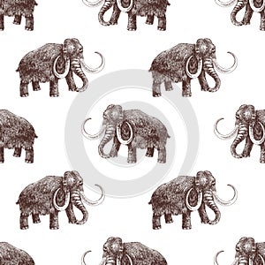 Woolly mammoth colorful seamless pattern