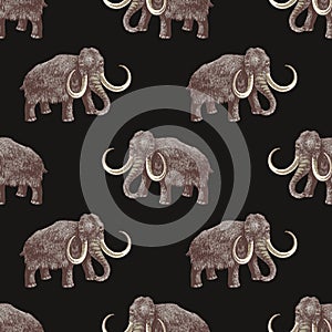 Woolly mammoth colorful seamless pattern