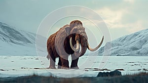 Woolly Mammoth, an enormous mammal, extinct animal. Generative AI