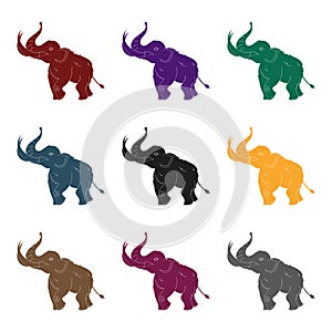 Woolly mammoth icon in black style isolated on white background. Stone age symbol stock vector illustration.