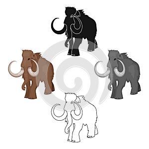 Woolly mammoth icon in cartoon,black style isolated on white background. Stone age symbol stock vector illustration.