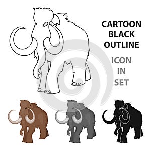 Woolly mammoth icon in cartoon style isolated on white background. Stone age symbol stock vector illustration.