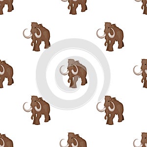 Woolly mammoth icon in cartoon style isolated on white background. Stone age symbol stock vector illustration.