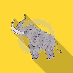 Woolly mammoth icon in flate style isolated on white background. Stone age symbol stock vector illustration.