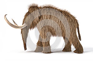 Woolly mammoth realistic 3d illustration viewed from a side