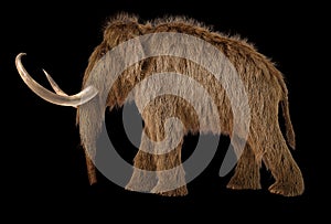 Woolly mammoth realistic 3d illustration viewed from a side