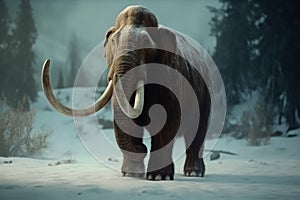 woolly mammoth in the snow generative AI