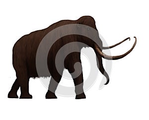 Woolly Mammoth Walking Ice Age Digital Art Isolated, Transparent Background