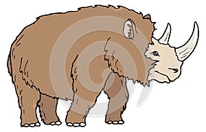 woolly rhinoceros dinosaur ancient vector illustration transparent background