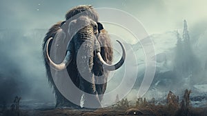 Wooly Mammoth Standing in Field