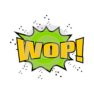 Wop comic expression sign at speech bubble element