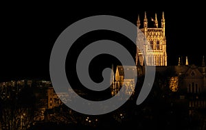 Worcester Cathedral by night