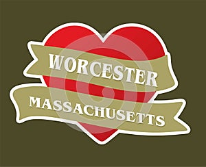 Worcester Massachusetts with red love photo