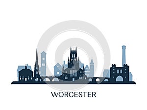 Worcester skyline, monochrome silhouette. photo
