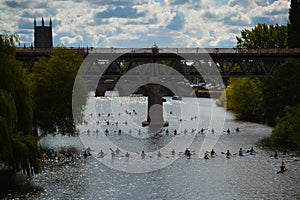 WORCESTER, UNITED KINGDOM - Sep 23, 2014: National Marathon Canoeing Kayaking Championships photo