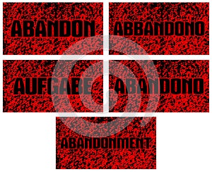 Word abandonment on red stained background