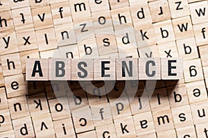 The word of ABSENCE on building blocks concept photo