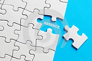 The word absence on missing puzzle piece