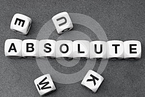 Word absolute on toy cubes