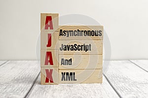 word ajax on wooden cubes and notepads