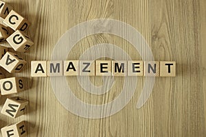 Word amazement from wooden blocks