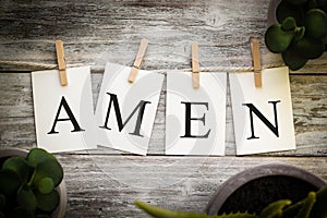 The Word AMEN Concept Printed on Cards