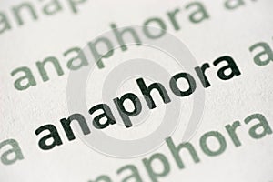 Word anaphora printed on paper macro