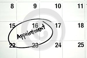 Word Appointment Circled on Calendar