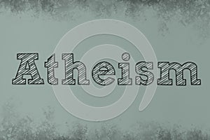 Word Atheism on color background. Philosophical or religious position