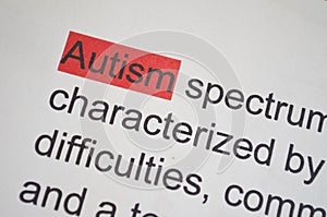 Word AUTISM , close up