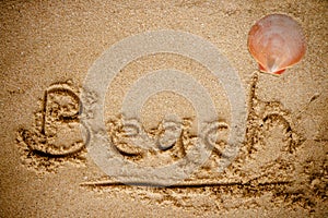 Word Beach writing on sand beach