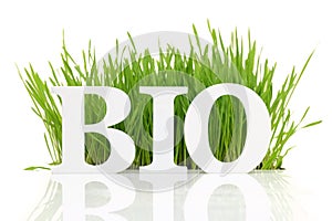 Word Bio with fresh grass photo