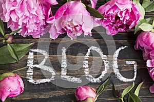 Word Blog with Pink Peonies photo