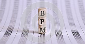 Word BPM made with wood building blocks,stock image