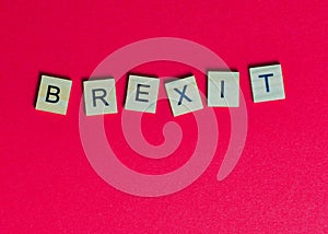 Word Brexit on a red background