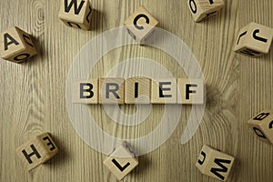 Word brief from wooden blocks