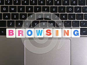 Word Browsing on keyboard background