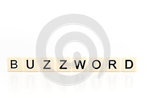 The word BUZZWORD on plastic boards isolated on white background