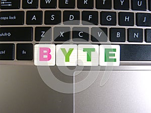 Word Byte on keyboard background