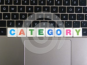 Word Category on keyboard background photo