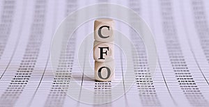 Word CFO made with wood building blocks,business