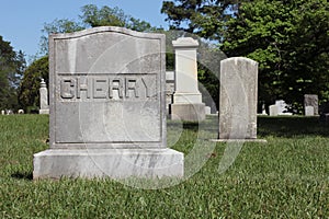 Word Cherry on Headstone Death Concept